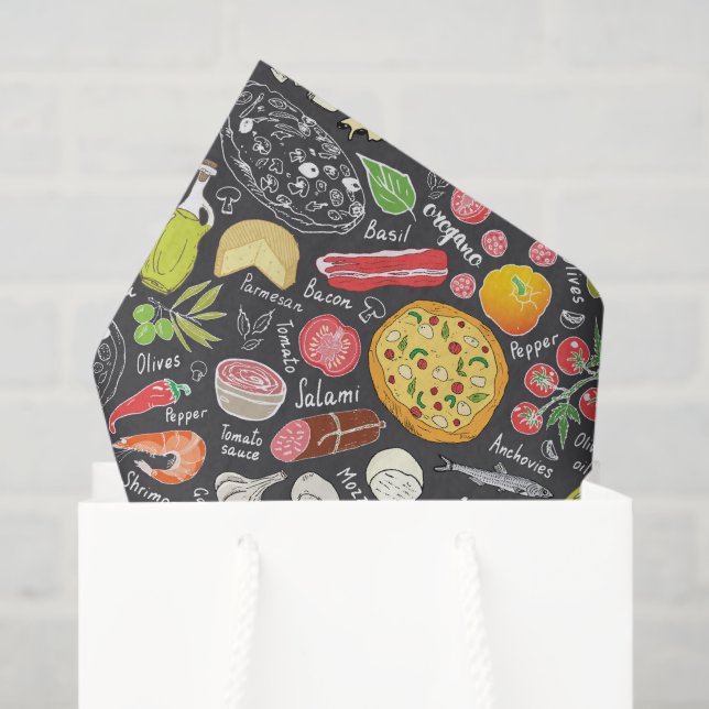 Papel De Seda patrón de fiesta de pizzas frescas (Bolsa de regalo)