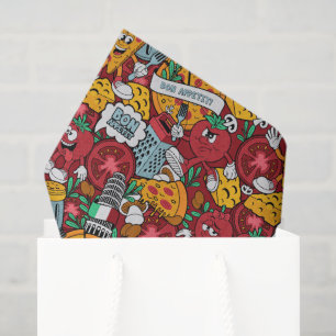 Papel De Seda patrón de fiesta de pizzas frescas