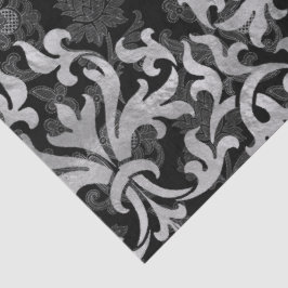 Papel De Seda Patrón de filigrana de plata gótica negra
