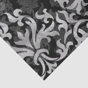Papel De Seda Patrón de filigrana de plata gótica negra