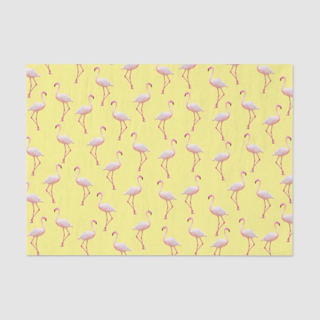 Papel De Seda Patrón de flamenco de verano amarillo (Anverso)