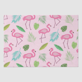 Papel De Seda Patrón de flamenco rosa con hojas tropicales  