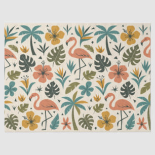Papel De Seda Patrón de flamenco tropical y palmera