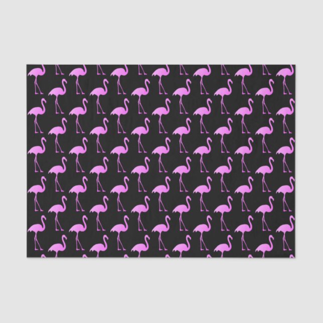 Papel De Seda Patrón de flamingo negro y rosa tropical (Anverso)