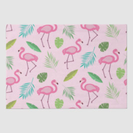 Papel De Seda Patrón de flamingo rosa con hojas tropicales