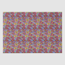 Papel De Seda Patrón de flor arco iris retro