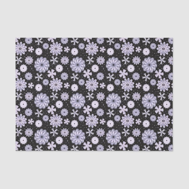 Papel De Seda Patrón de flor azul oscuro abstracto (Anverso)