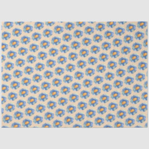 Papel De Seda Patrón de flor azul y naranja