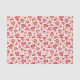 Papel De Seda Patrón de Flor Corazón Acuarela Día de San Valentí
