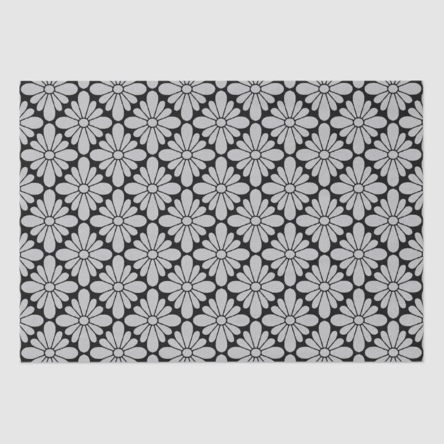 Papel De Seda Patrón de flor de concho Gris (Anverso)