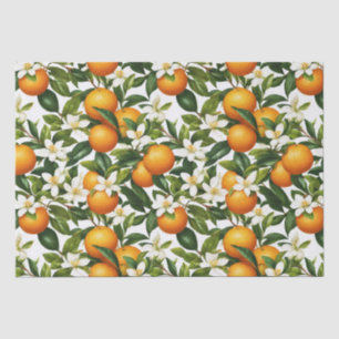 Papel De Seda Patrón de Flor de Fruta Naranja Botánica Vintage