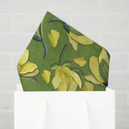 Papel De Seda Patrón de flor de Magnolia verde oliva