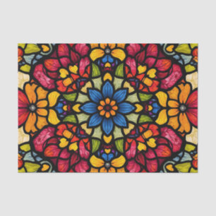 Papel De Seda Patrón de flor de mosaico colorido abstracto