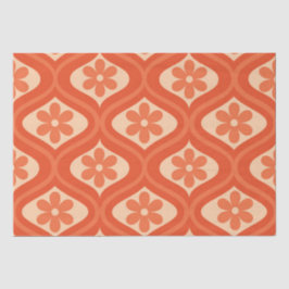 Papel De Seda Patrón de Flor de Naranja Retro en Ogee de Mitad d