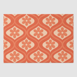 Papel De Seda Patrón de Flor de Naranja Retro en Ogee de Mitad d