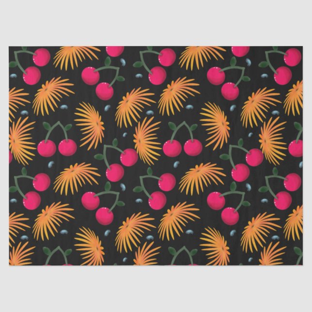 Papel De Seda Patrón de Flor de Naranjo Cereza (Anverso)