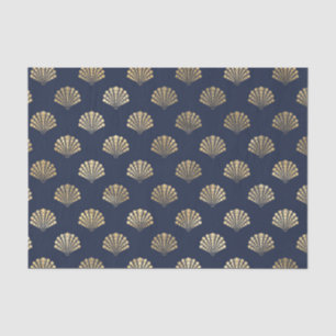 Papel De Seda Patrón de flor de oro y marina de estilo Art Déco