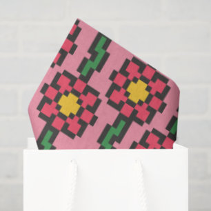 Papel De Seda Patrón de Flor de Pixel de 8 Bits