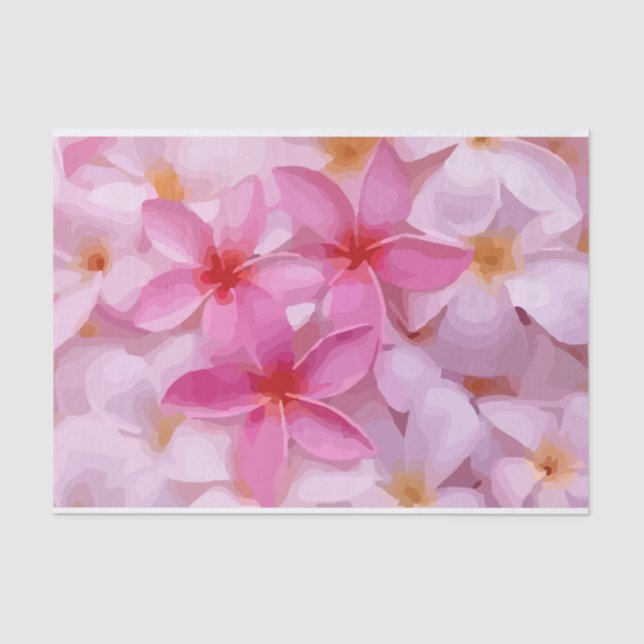 Papel De Seda Patrón de flor de Plumeria Rosa (Anverso)