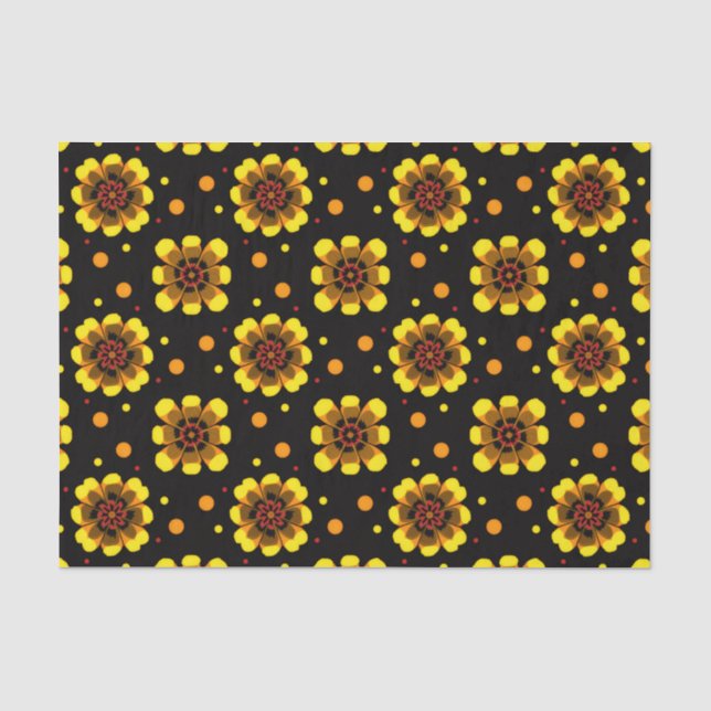 Papel De Seda Patrón de flor de poder Groovy 70s (Anverso)
