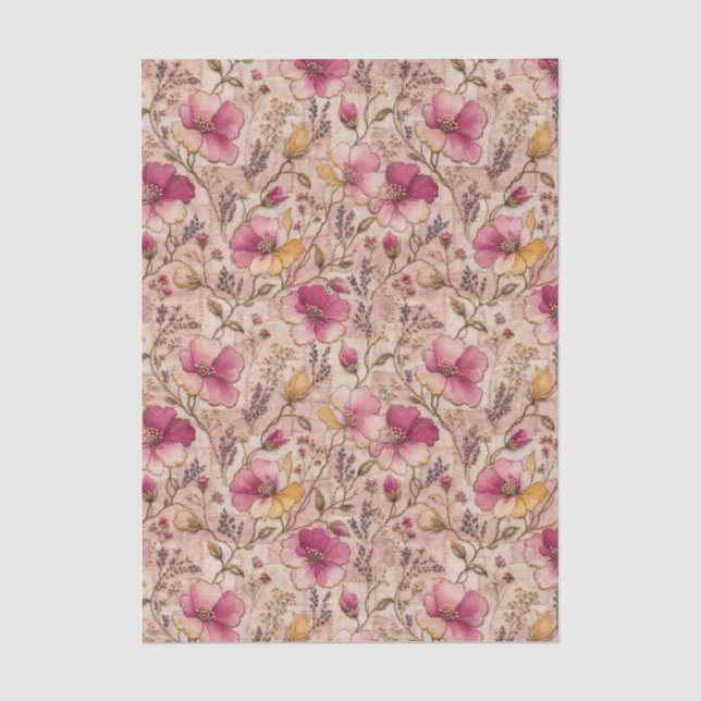 Papel De Seda Patrón de Flor de Rosa Embroiderada (Anverso)