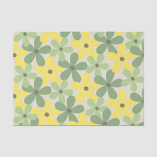 Papel De Seda Patrón de flor del año 2007 retro amarillo verde