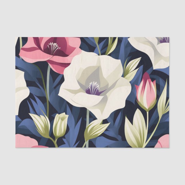 Papel De Seda Patrón de flor geométrico moderno (Anverso)