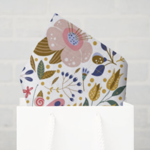 Papel De Seda Patrón de flor silvestre colorido mariposa boho