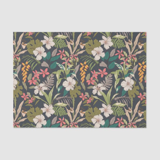 Papel De Seda Patrón de flor tropical colorido (Anverso)
