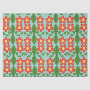 Papel De Seda Patrón de Flor y Hoja de Arte Popular Rojo Persona
