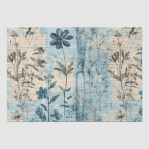 Papel De Seda Patrón de flores azules perturbadas
