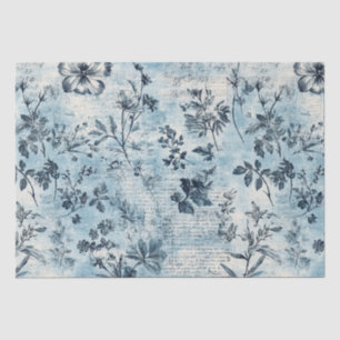 Papel De Seda Patrón de flores azules perturbadas