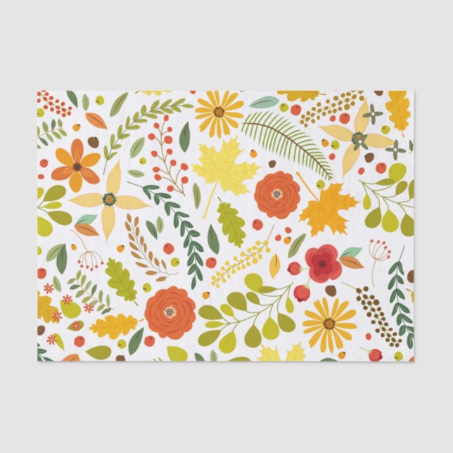 Papel De Seda Patrón de flores coloridas (Anverso)