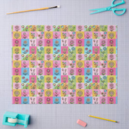 Papel De Seda Patrón de flores coloridas y modernas de estilo re