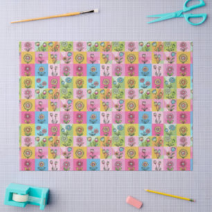 Papel De Seda Patrón de flores coloridas y modernas de estilo re
