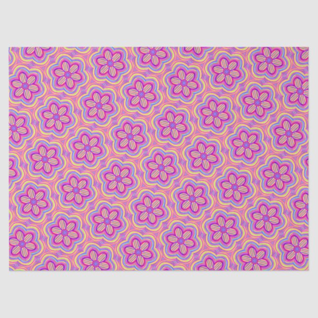 Papel De Seda Patrón de flores de boho suave Bonito floral rosa  (Anverso)
