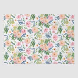 Papel De Seda Patrón de flores de color acuático trendy pastel p