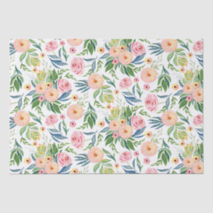 Papel De Seda Patrón de flores de color acuático trendy pastel p