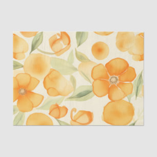 Papel De Seda Patrón de flores de color agua Naranja