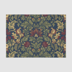Papel De Seda Patrón de flores de granada naval William Morris