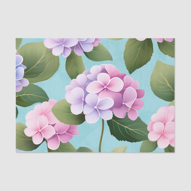 Papel De Seda Patrón de flores de hidrángulos retro (Anverso)