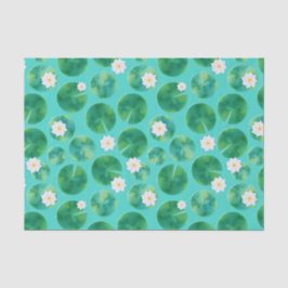 Papel De Seda Patrón de flores de lirio de agua blanca y almohad