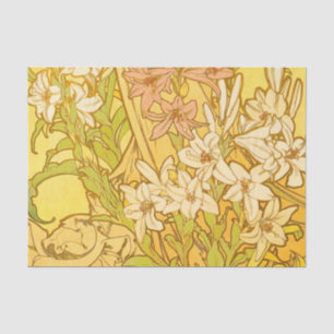 Papel De Seda Patrón de flores de lirio de Alphonse Mucha: Art N