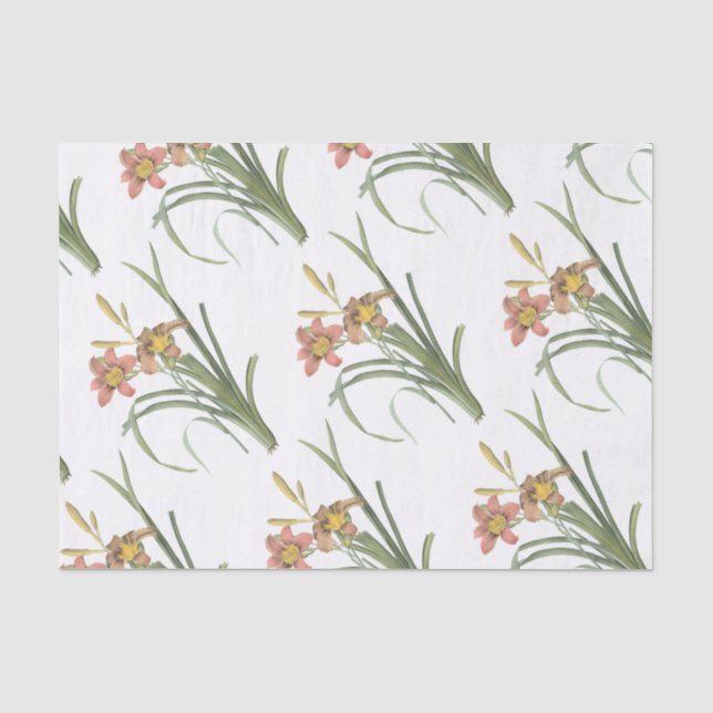 Papel De Seda Patrón de flores diurnas (Anverso)