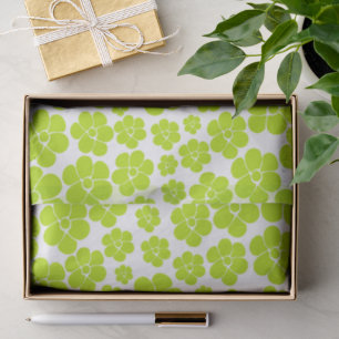 Papel De Seda Patrón de flores en verde lima y blanco