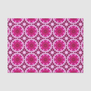 Papel De Seda Patrón de flores geométricas en Borgoña y Magenta