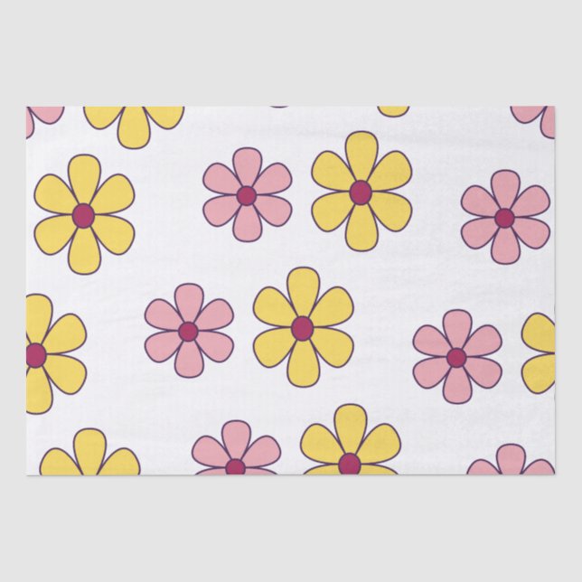 Papel De Seda Patrón de flores grandes y pequeñas (Anverso)