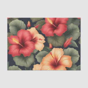 Papel De Seda Patrón de flores hibiscus vintage