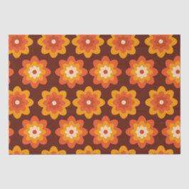 Papel De Seda Patrón de flores naranja boho hippie retro groovy 