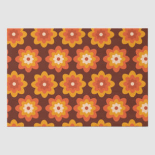 Papel De Seda Patrón de flores naranja boho hippie retro groovy